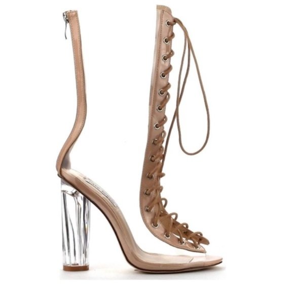 Tan and clear Lace-Up Boots - Picture 7 of 8